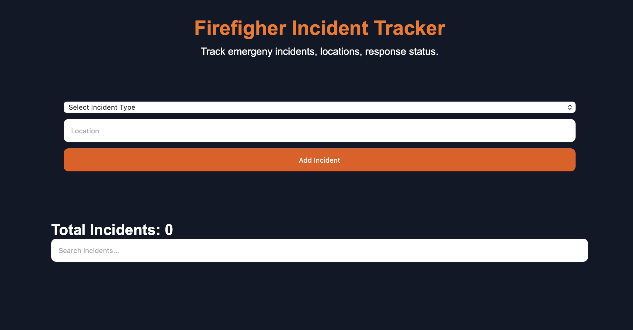 Firefighter Incident Tracker web application